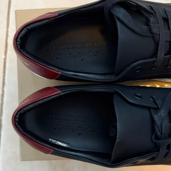 New Burberry Black Leather Sneakers